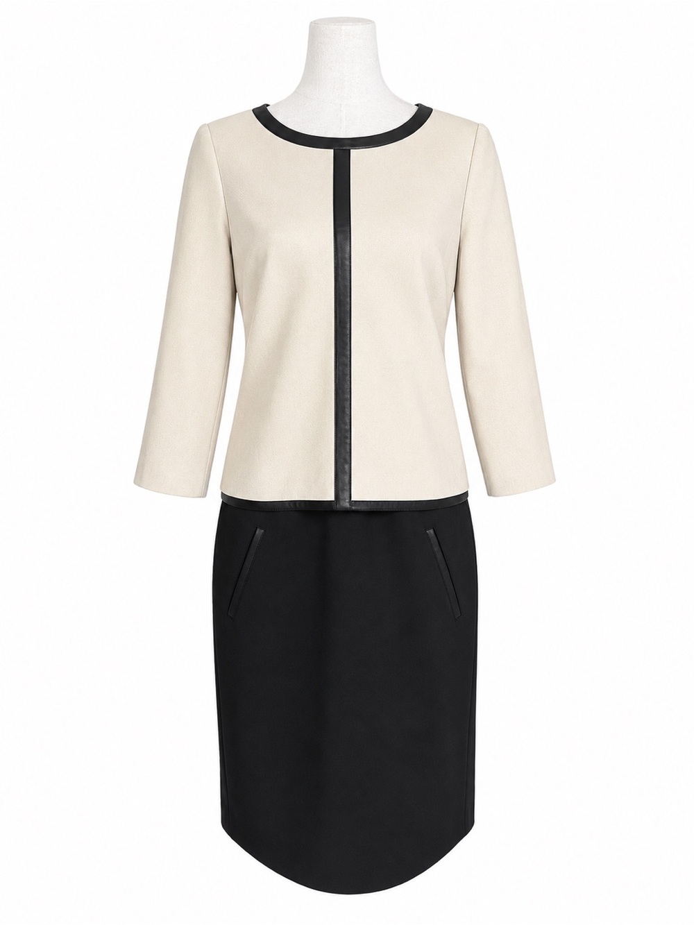 Ann Taylor Colorblock Sheath Dress Small S Beige Black Career Work Pocket New